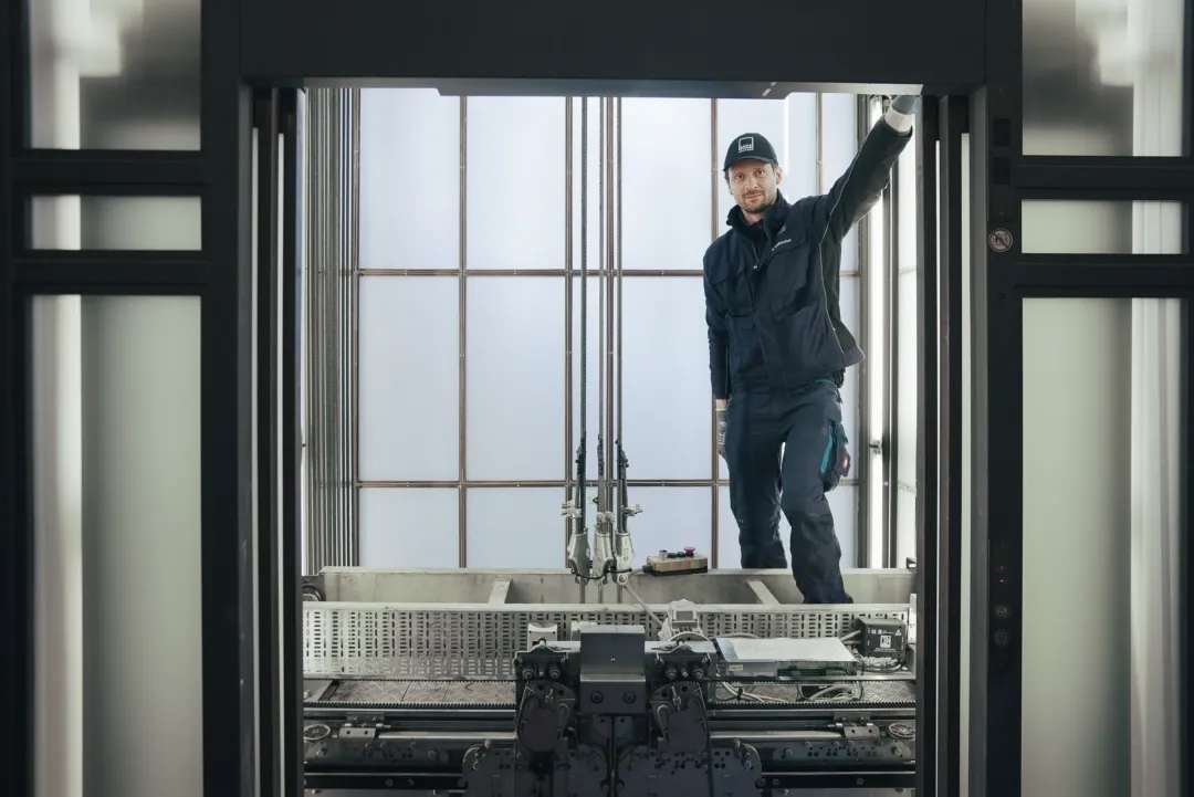 Technician on elevator